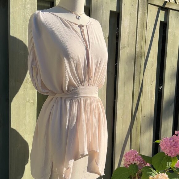 AllSaints Romantic Flowy Blush Pink Nevis Top Blouse Tunic - Size US 6 / Small - Picture 6 of 6